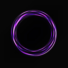 Vector illustration. Violet portal flair round circle with sparkles and glow in the dark.