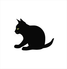 A beautiful cat silhouette vector art.