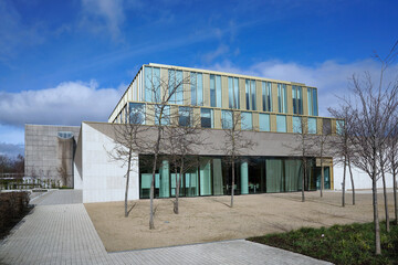 Suburban campus of University College, Dublin, with modern buildings