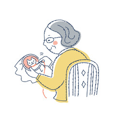 刺繍をしているシニア女性