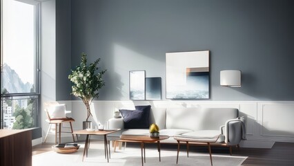 Fototapeta na wymiar House minimalist interior with modern furniture design concept. generative ai, 