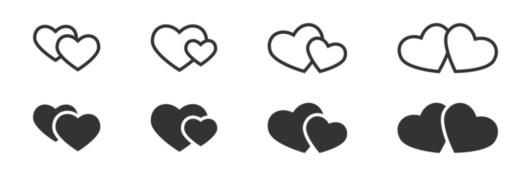 Two hearts icons. Vector illustration.