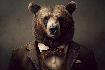 Big Brown Bear in Business Suit, Generative AI