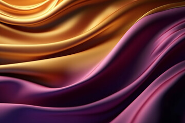 Silk texture background in yellow and purple colors, suitable for banners, flyers, and graphic design projects. Ai generated
