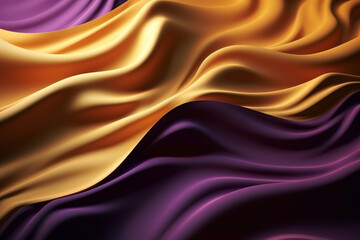 Obraz premium Silk texture background in yellow and purple colors, suitable for banners, flyers, and graphic design projects. Ai generated