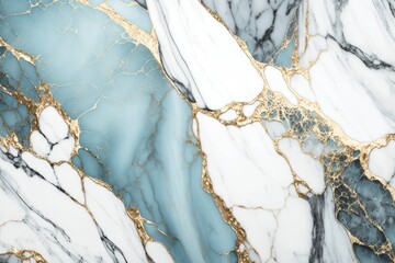 soft blue marble texture with gold streaks. ai generative