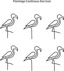 Flamingo continuous line icons set. Cartoon set of flamingo icons for web design and logo.