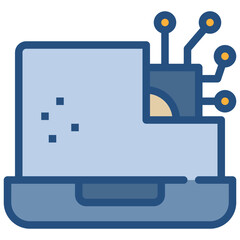 laptop ai technology icon filled outline