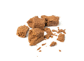 colate Halva Pieces Isolated, Sunflower Halawa, Halvah or Halwa on White Background