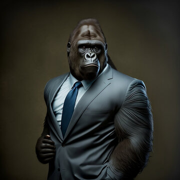 gorilla in the bussiness suit profesional