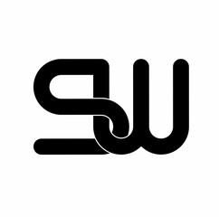 sw ws w s initial letter logo isolated on white background