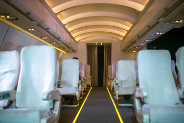 Cabin seat on an airplane when no one sits