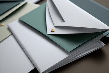 White envelopes on the table. An envelope or envelope is a covering made of paper or other material to store letters, documents or printed matter of any other nature to be sent by post.