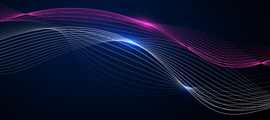 Abstract blue background with flowing lines. Dynamic waves. vector illustration.	
