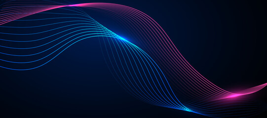 Abstract blue background with flowing lines. Dynamic waves. vector illustration.	
