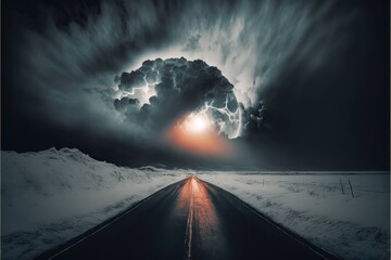 empty path scenery banner with starry weather generative ai