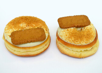 Fresh French pastries on a white background