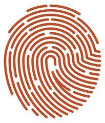 Red fingerprint icon. Wrong biometric data scan result