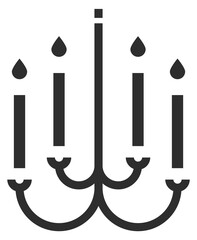 Chandelier icon. Black electric candle light symbol
