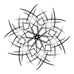 Obraz premium Abstract modern geometric floral shape circular symmetric pattern design in black color on transparent background 