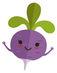 Beetroot with kawaii face. Funny vegetable cartoon mascot