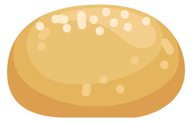 Round bun icon. Burger bakery cartoon product