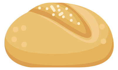 Bread roll cartoon icon. Round baked bun
