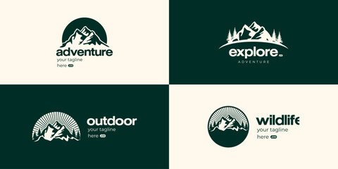Set of vintage badge seal mountain adventure outdoor logo vector design © talkative.studio