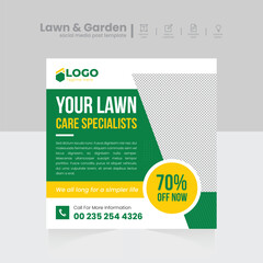 Modern Lawn and garden care maintenance social media post design template