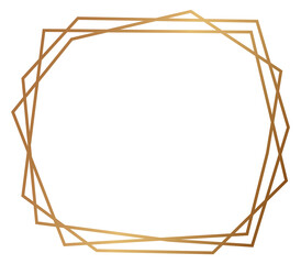 Gold geometric frame. Art deco polygonal border