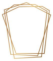 Golden art deco border. Pentagon geometric frame