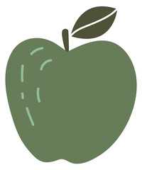 Green fresh apple icon. Fruit color doodle
