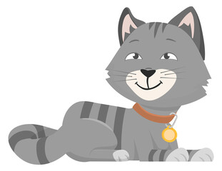 Funny kitten icon. Cute cartoon cat character