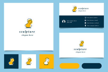 Obraz premium Sculpture logo design with editable slogan. Branding book and business card template.