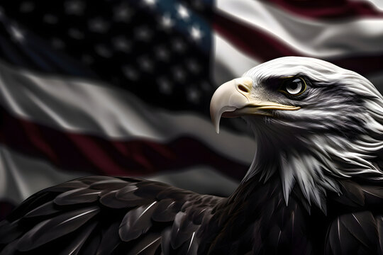 Eagle on the background of the American flag, Memorial or Independence Day, Generative AI 1