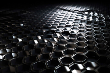 Beautiful metal hexagonal futuristic abstract shapes wallpaper background design texture pattern. Decorative metallic design decoration. Ai generated