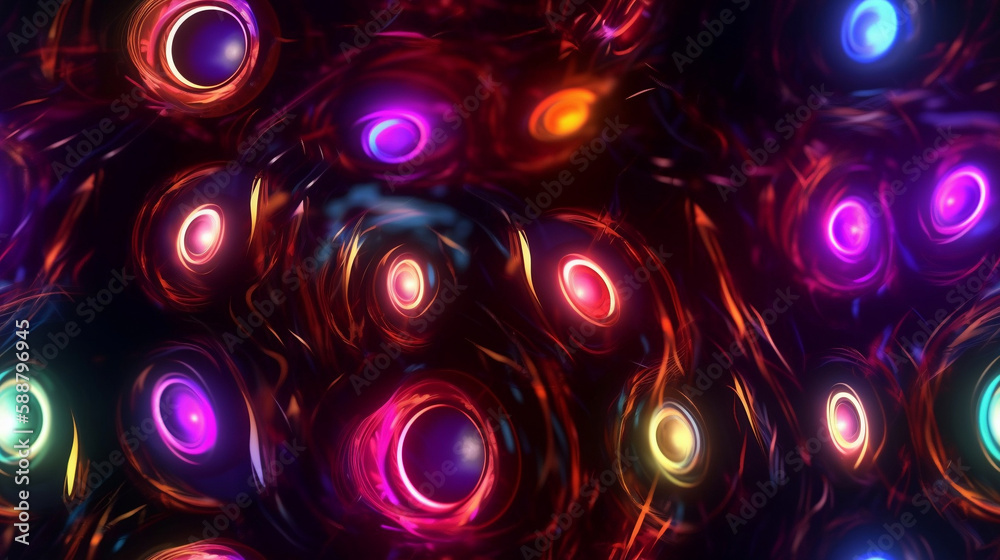Wall mural **tiled** noen light pattern, created with generative ai
