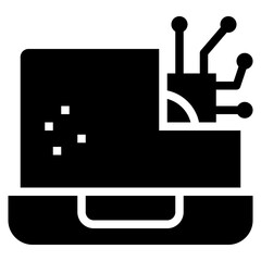 Obraz premium laptop ai technology icon solid glyph