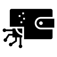 wallet technology ai chip icon solid glyph