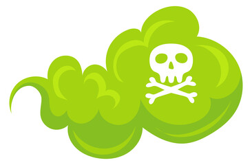 Toxic green smoke with deadly skull. Poison cloud