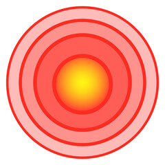 Round pain marker. Hurt symbol. Red point