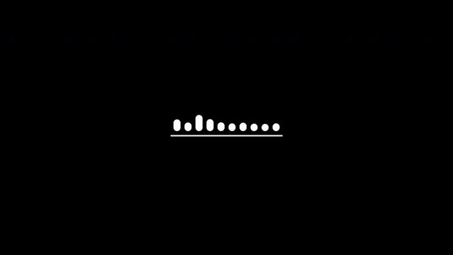 4k abstract music sound wave or audio wavefrom isolated on black background.Line digital minimalist voice and soundtrack wave equalizer.Shape line volume or speech symbol animated background.