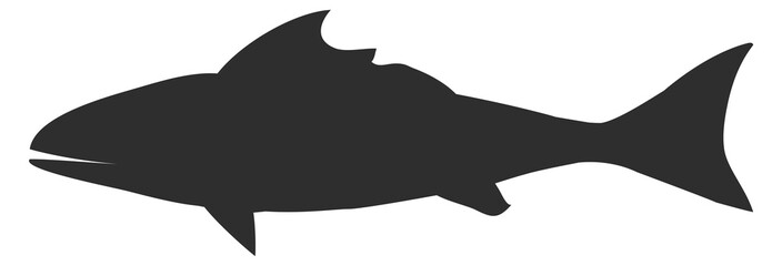 Tuna black silhouette. Freshwater fish. Water animal