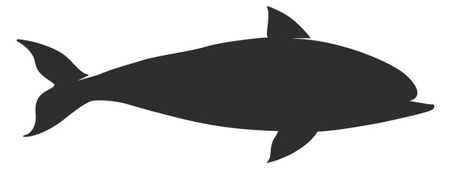 Dolphin black silhouette. Ocean wild animal icon