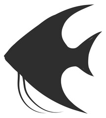 Angelfish black silhouette. Tropical exotic water fauna