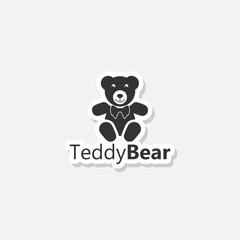 Cute teddy bear logo sticker icon