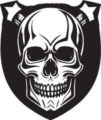 Moderm Skull Shield Emblem Smile Tattoo Vector