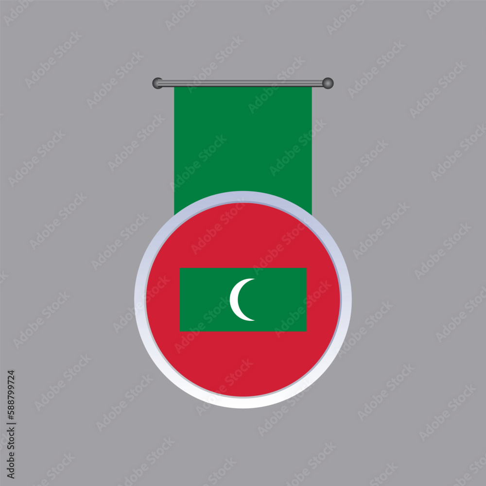 Wall mural illustration of maldives flag template