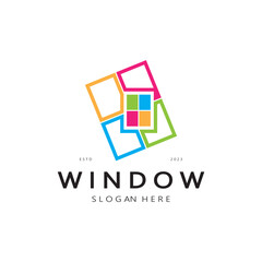 simple window logo, design for, interior, construction, architecture, property business, vector