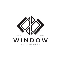 simple window logo, design for, interior, construction, architecture, property business, vector